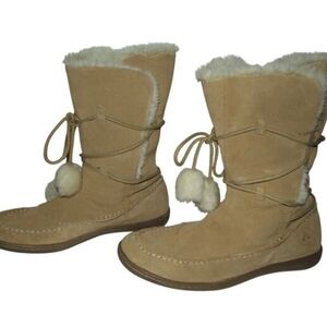Women’s Tan Suede Sherpa-Lined Winter Boots